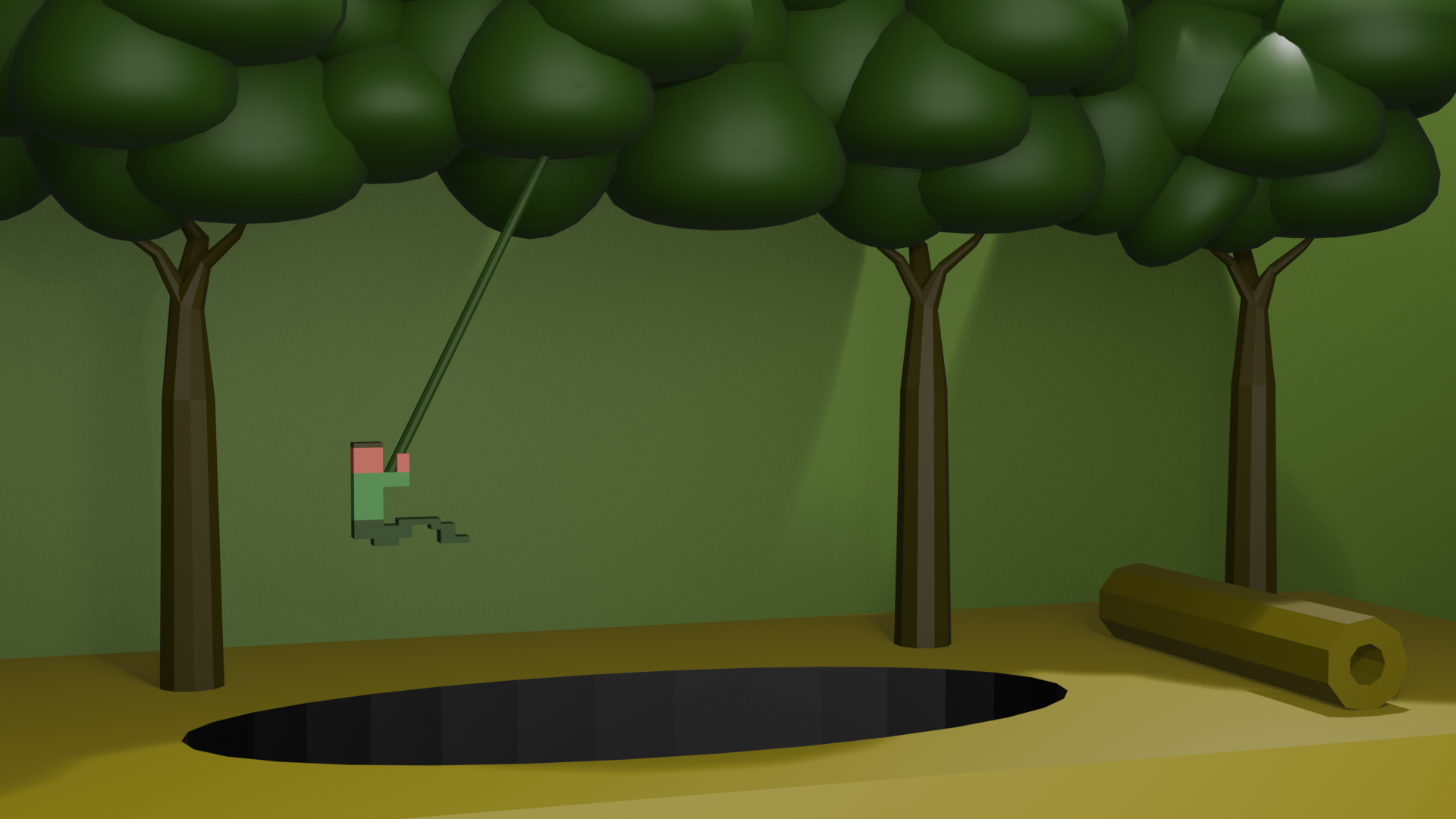 3D rendering of the classic Atari Pitfall scene.
