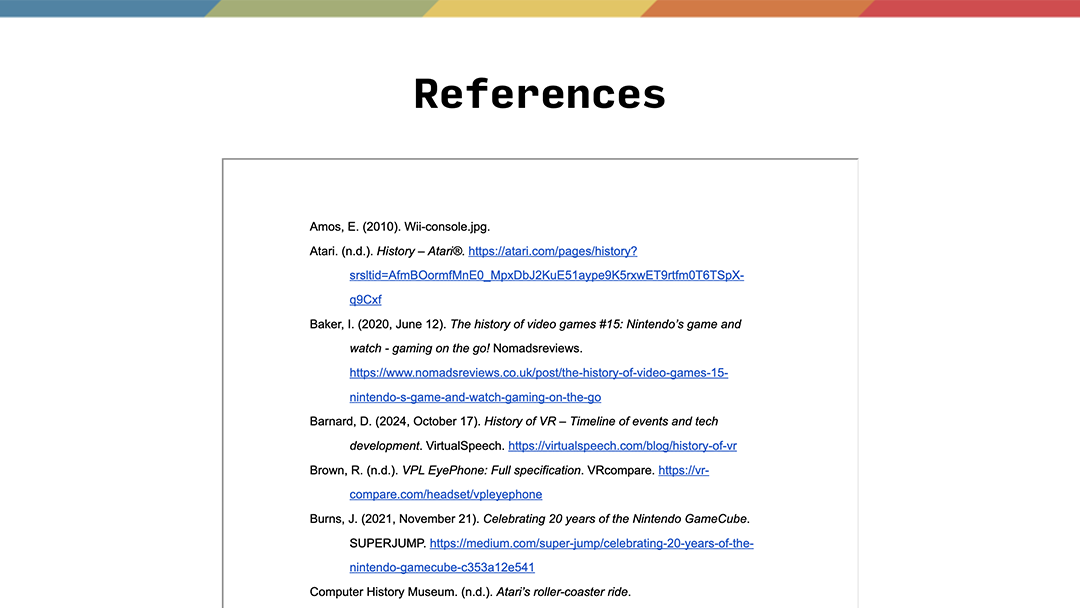 References page screenshot.